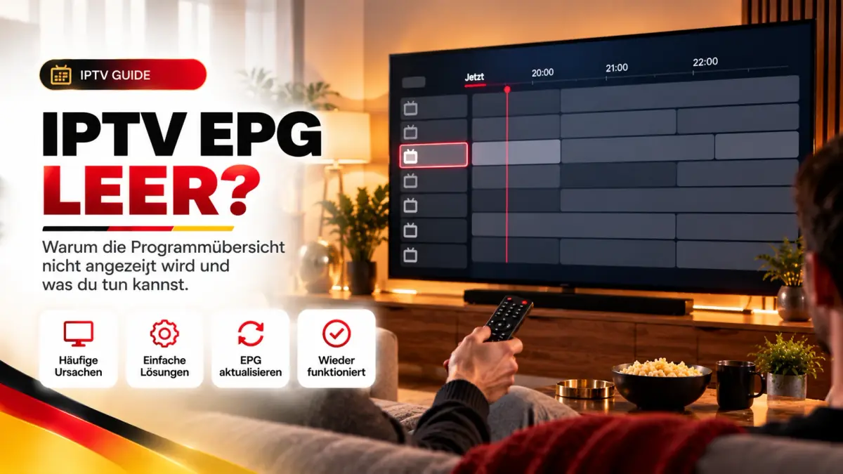 IPTV EPG leer: Programmführer mit leeren Zeilen auf dem Fernseher