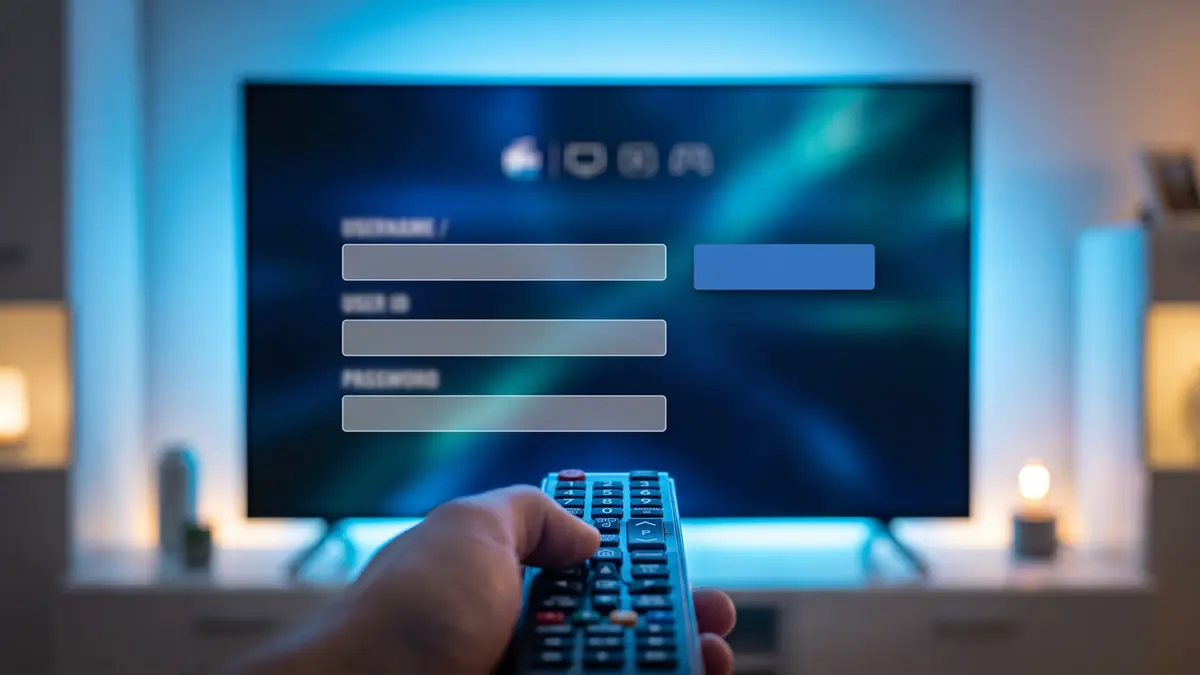 IPTV Login fehlgeschlagen: Fernbedienung zeigt auf das Anmeldeformular am TV