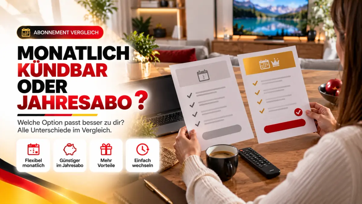 IPTV monatlich kündbar oder Jahresabo: zwei Tarifblätter auf dem Küchentisch