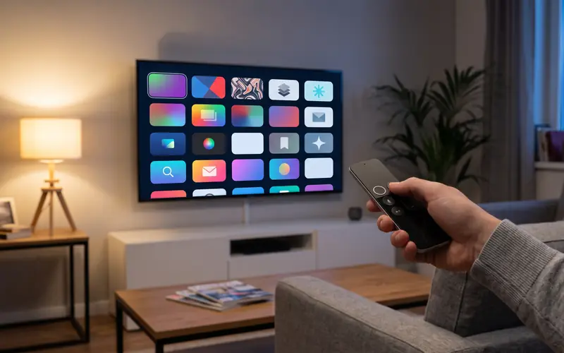 IPTV Installation auf Apple TV: App-Übersicht mit Fernbedienung